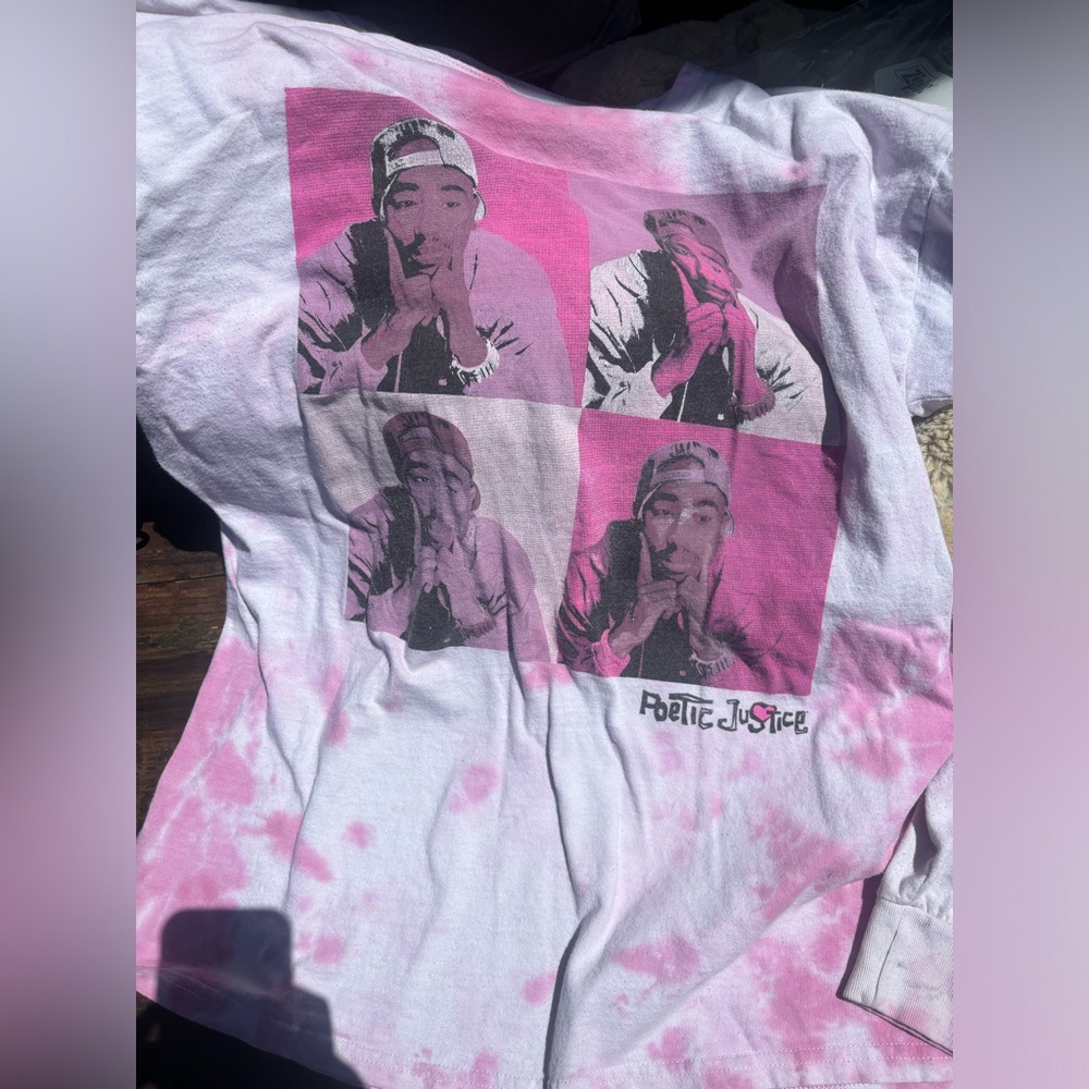 Pink and white tie die Tupac long sleeve